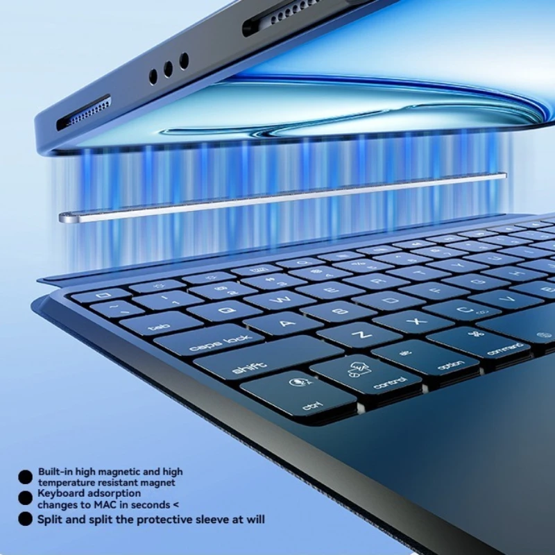 لوحة مفاتيح Miaokong Bluetooth متوافقة مع ملحقات حافظة حماية متكاملة للفصل الذكي لجهاز iPad رفيعة ومحمولة