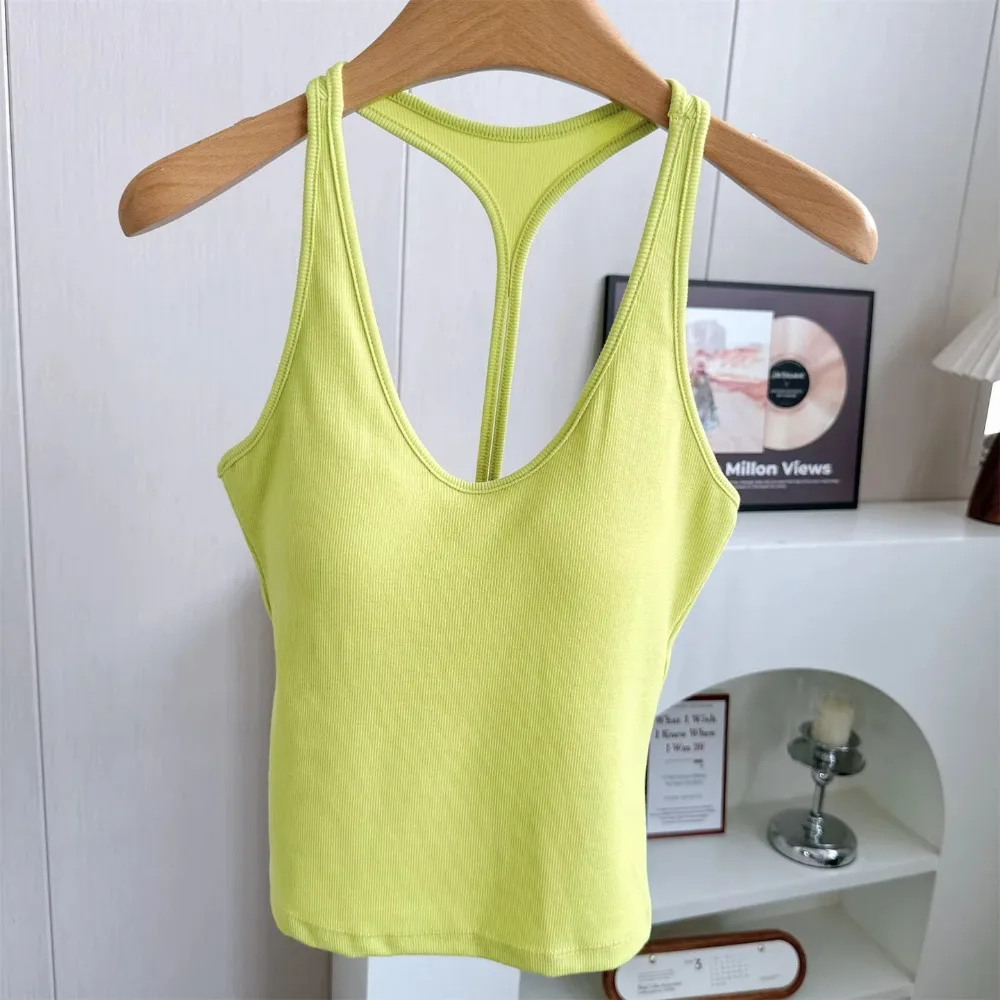 Fashion with Chest Pad Sexy Camisole Beauty Back Seamless Tank Top Hollow out Wire-Free Tank Women Summer Wear