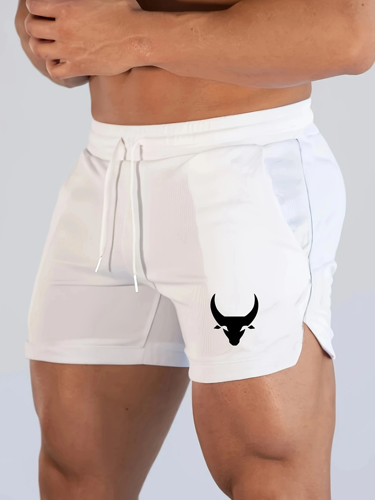 Basketbalshort voor heren met geometrisch patroon, middelgroot, licht elastisch, sneldrogend, ademend, sportshort, geschikt voor hardlopen