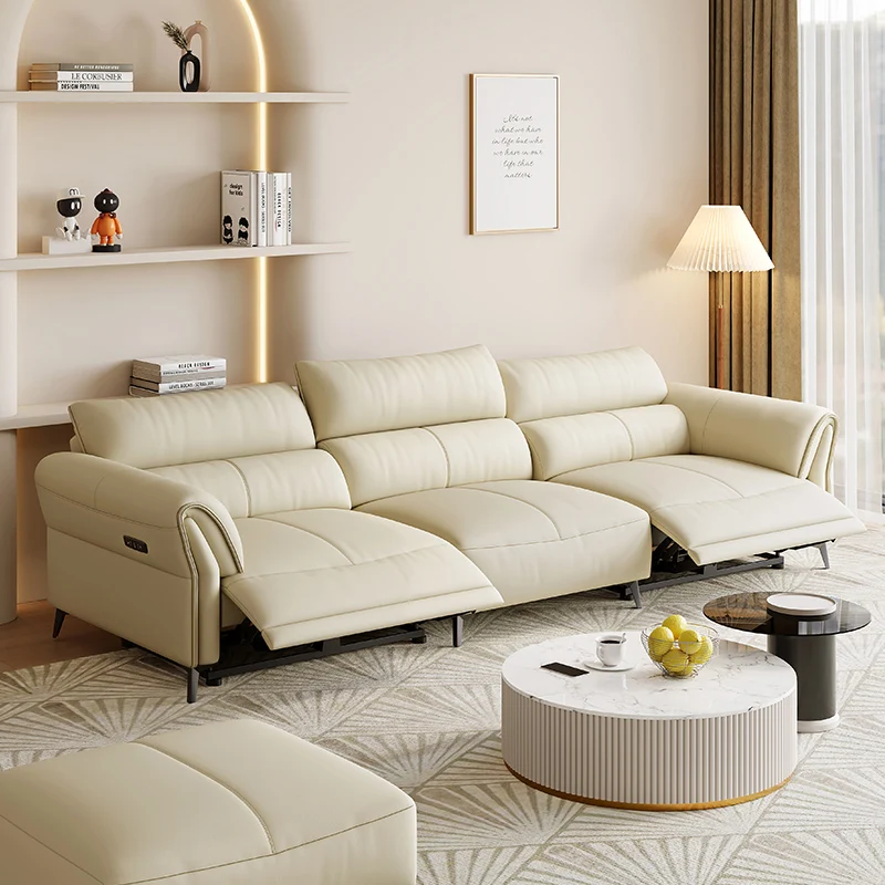 Modern Comfortable Head Pattern Leather Chaise Lounge Sofa Set Features Stretchable Wood Frame Living Room Furniture
