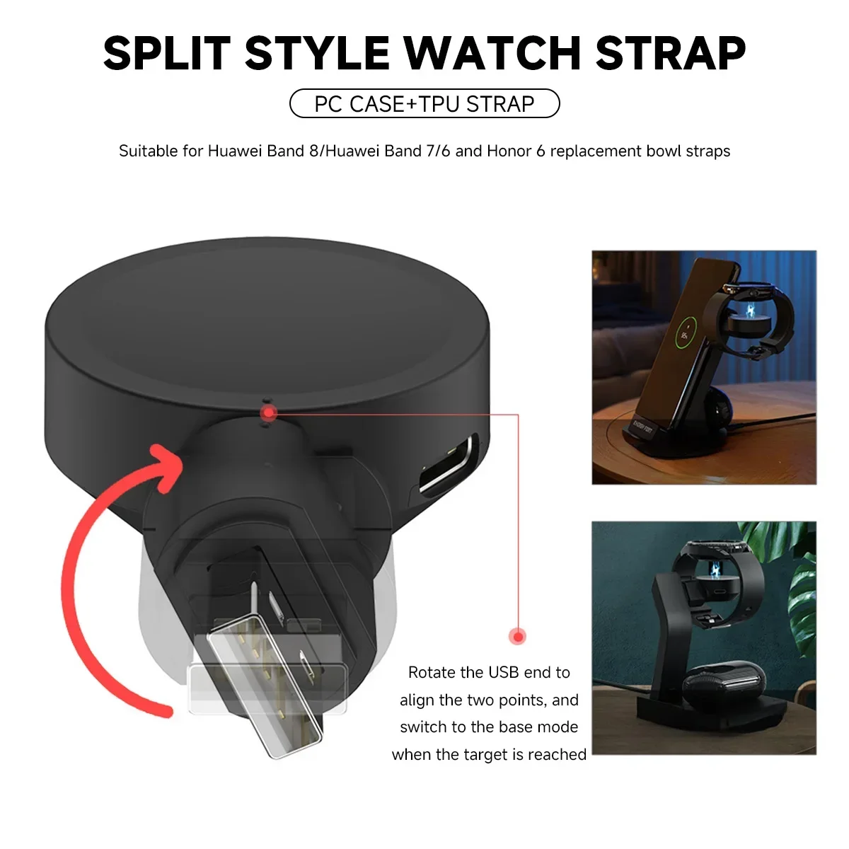 Pengisi Daya Magnetik Tipe C Portabel 2 In 1 untuk Jam Tangan Samsung Galaxy 7 Kabel Pengisi Daya Nirkabel Cepat USB Ultra untuk Jam Tangan Galaxy 6/6