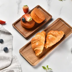 1Pc Acacia Wood Coffee Tray Food CupTrays Decorative Wood Tray Dessert Candy Bamboo Tray Gongfu Tea Tray