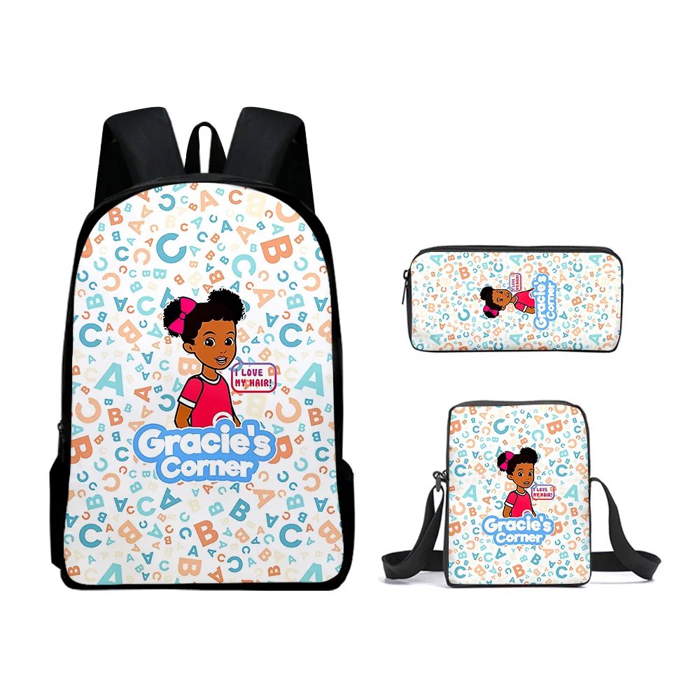 

Classic Popular Gracies Corner 3D Print 3pcs/Set pupil School Bags Laptop Daypack Backpack Inclined shoulder bag Pencil Case