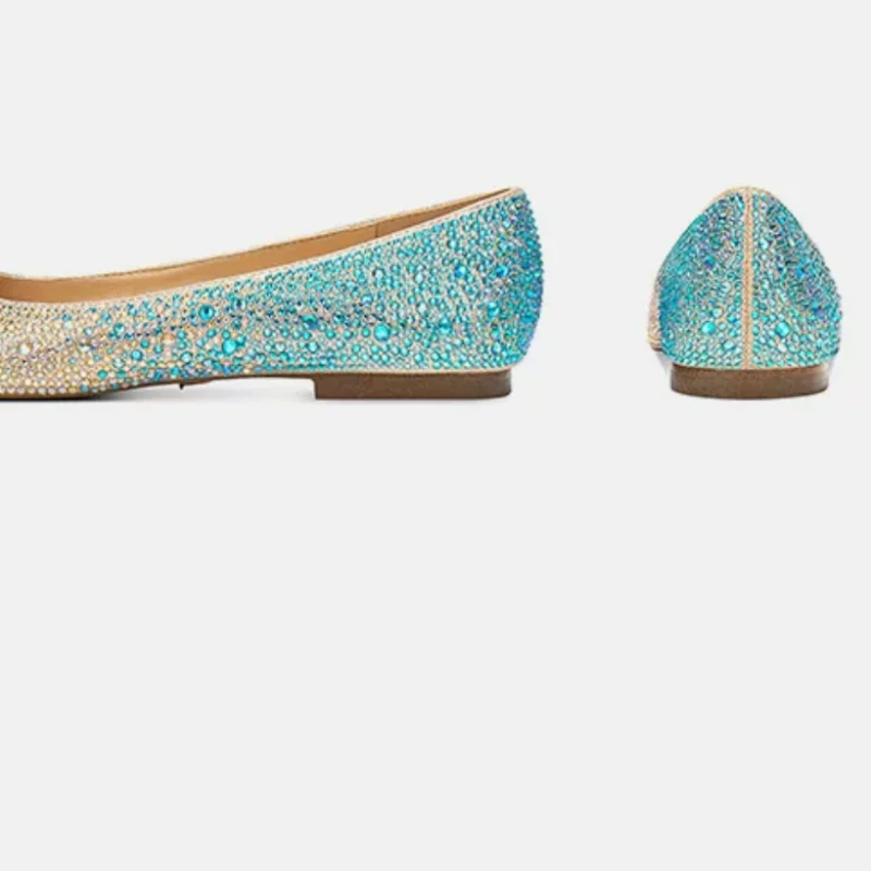 Rhinestones Sequins Shoes for Lady Pointed Toes Flat Heels Shallow Female Ballets Sewing Lines Zapatos Mujer Mixed Colors Femme