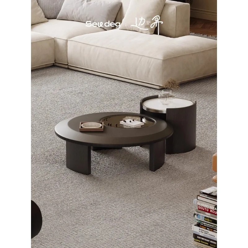 

Italian Minimalist Rock Plate Tea Table Combination Designer High-End Creative Living Room Home Tea Table