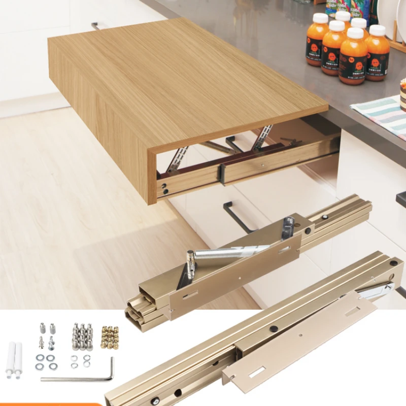 Yanbian table with invisible guide rail for kitchen dining table rising