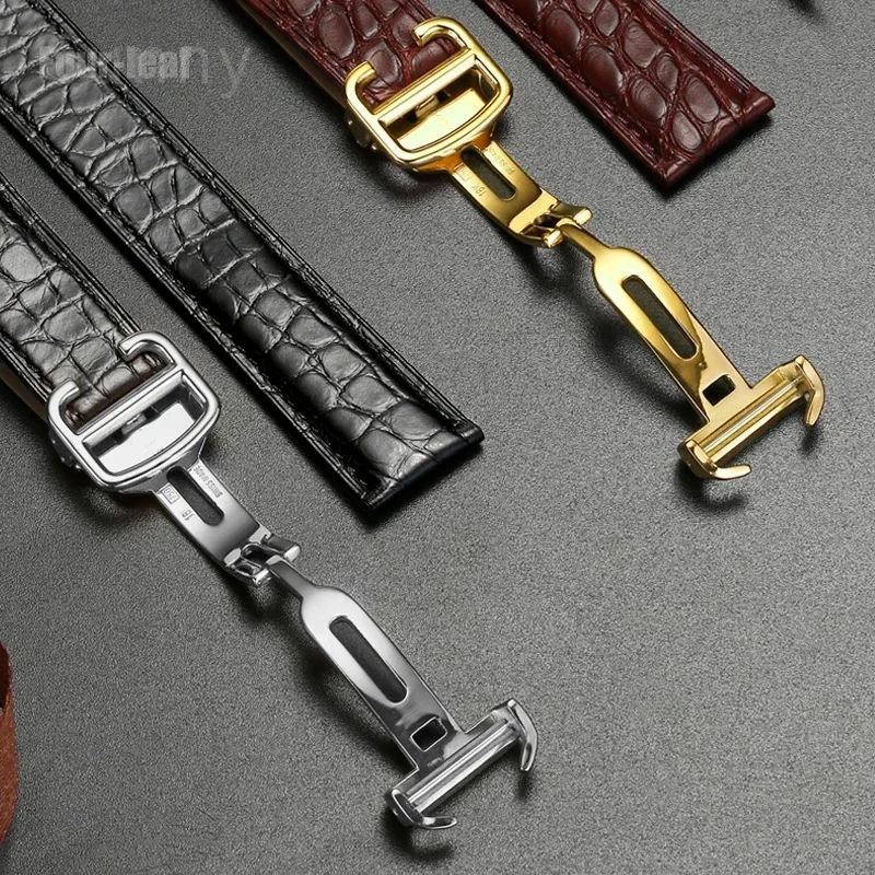 Crocodile Leather Watch Strap for Cartier Tank Female London Solo Waterproof and Sweat-proof Soft Comfortable Watch Band view 4