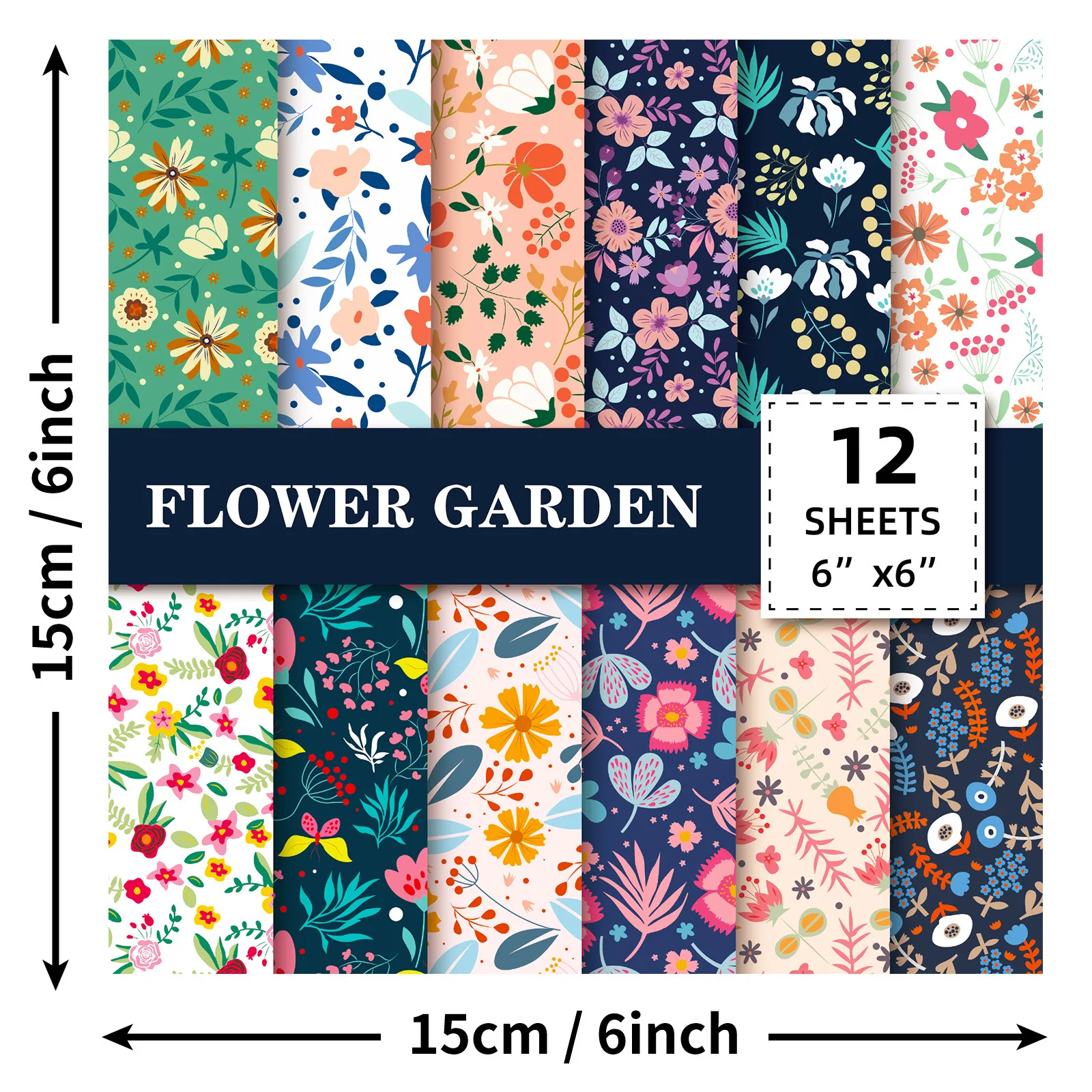 12 Sheets 15*15cm Pastoral Style Manual MaterialsColor Paper Creative Simple Handbook Base Paper Material Colorful Paper Sheets