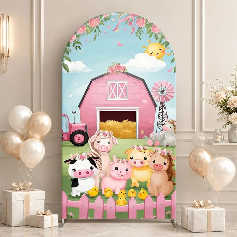 Farm Animals Arch Backdrop Cover Party Backdrop Fabric Cover Birthday Party Baby Shower Photo Booth  Background Event Decoration