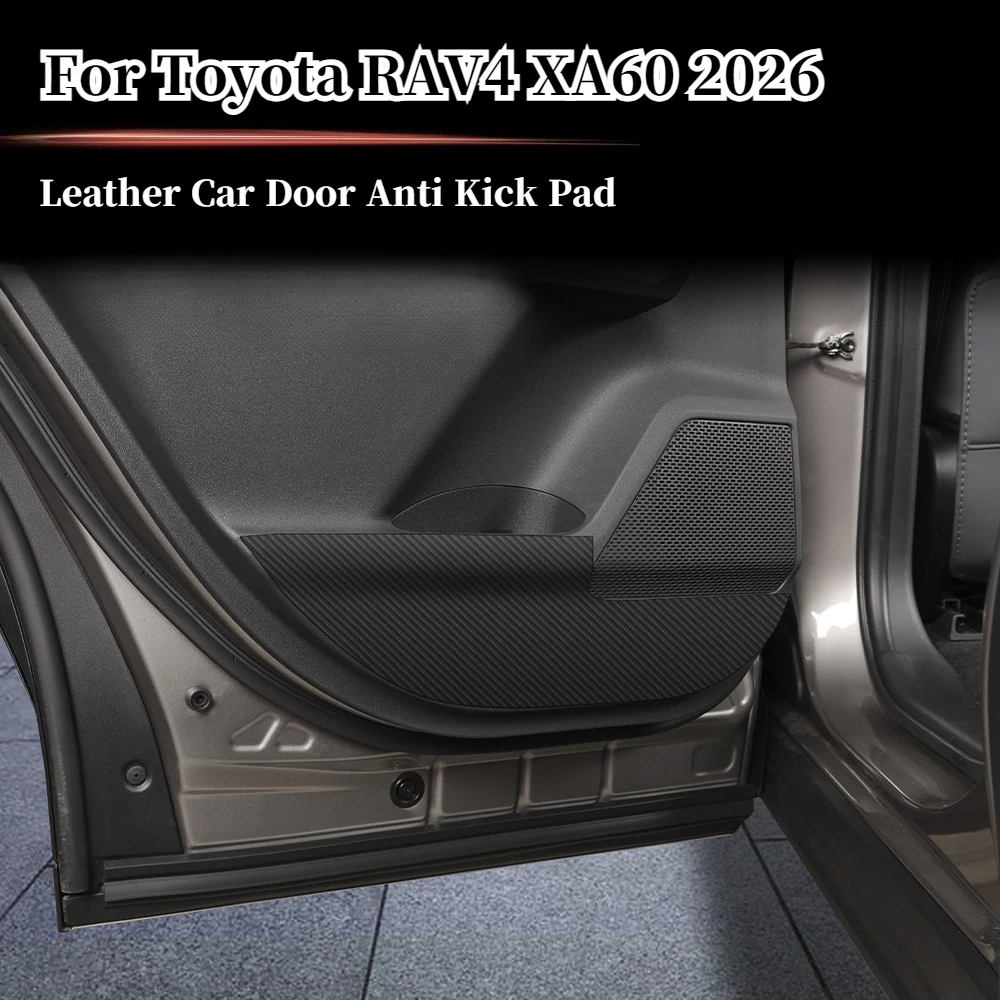 

For Toyota RAV4 XA60 2026 Leather Car Door Anti Kick Pad Carbon Fiber Grain Door Panel Protector Sticker Interior Decals