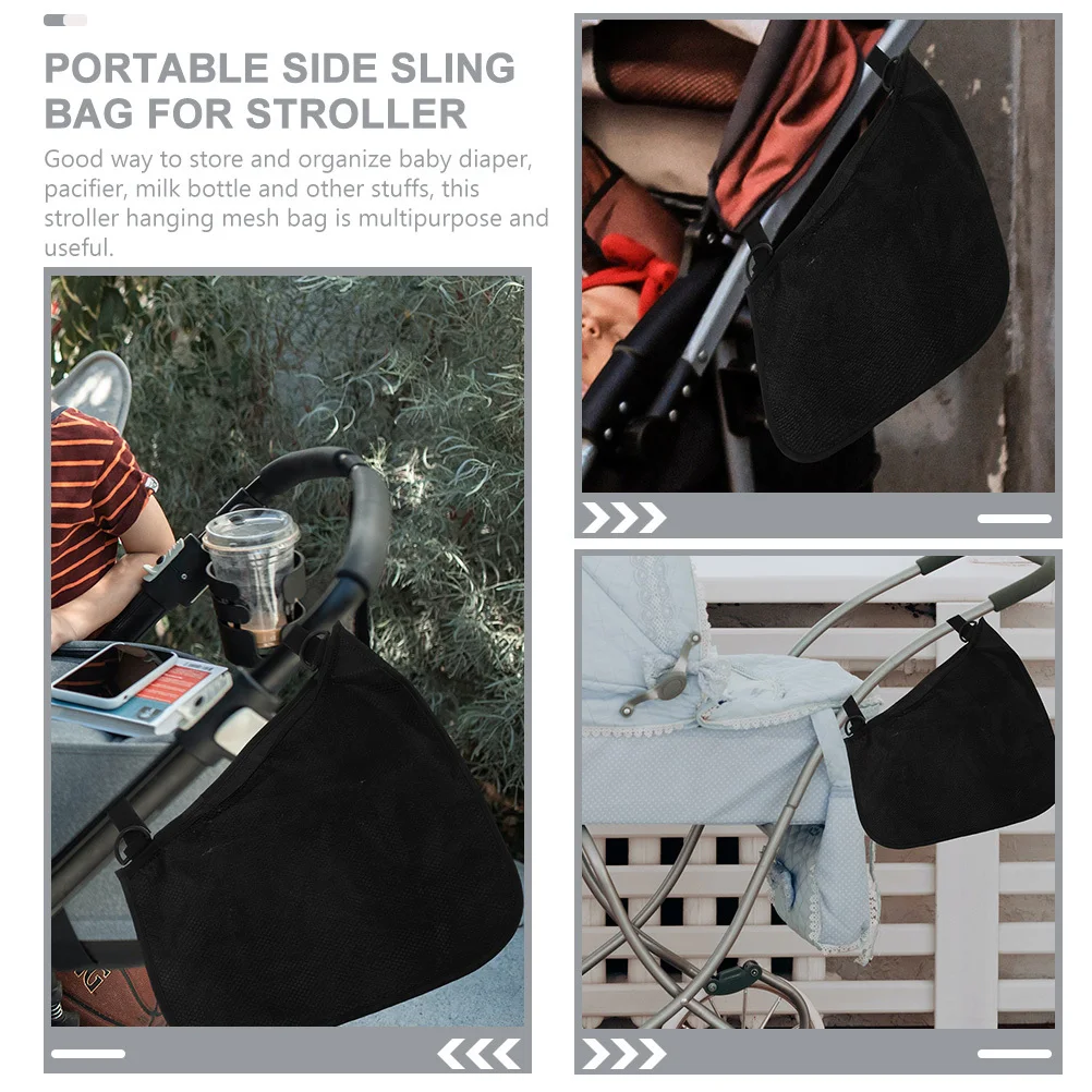 

4Pcs Side Sling Stroller Storage Bags Baby Mesh Pouch Organizer for Diaper Bottle Travel Use Baby Stroller Bags