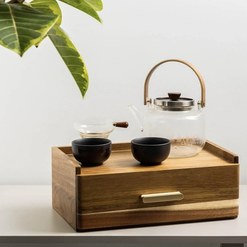 Wooden tea bag coffee storage box storage rack