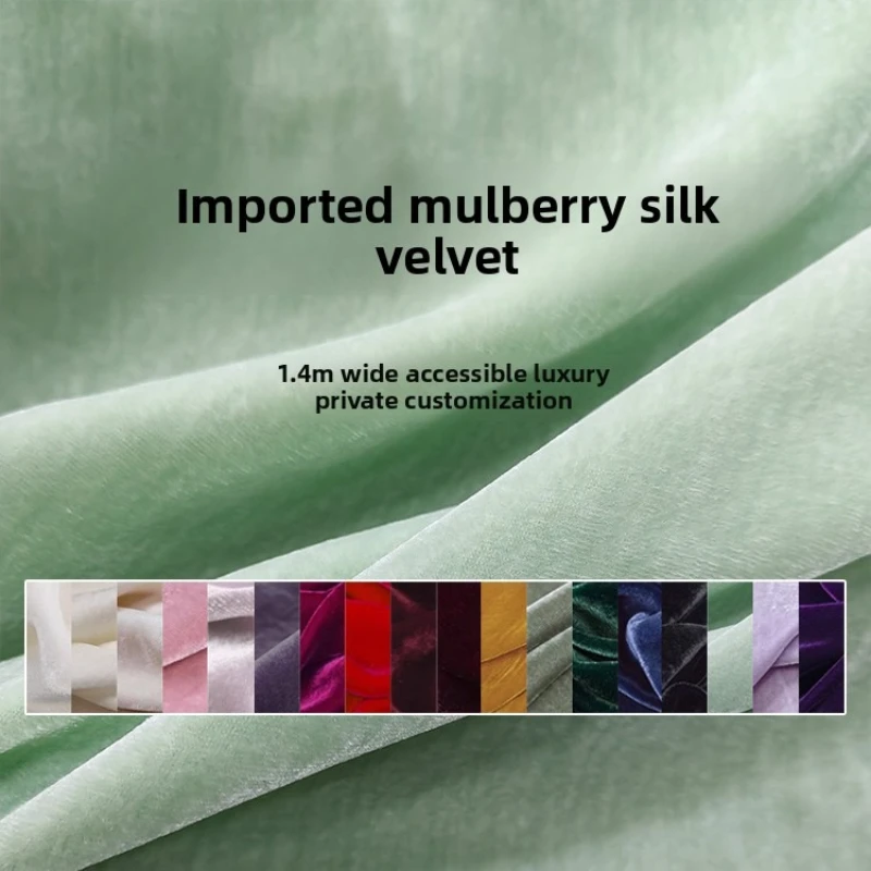 140Cm Wide 250g/m Mulberry Silk Real Velvet Chorionic Fabric Luxury Haute Couture Evening Dress Suit Dress Fabrics By Meter