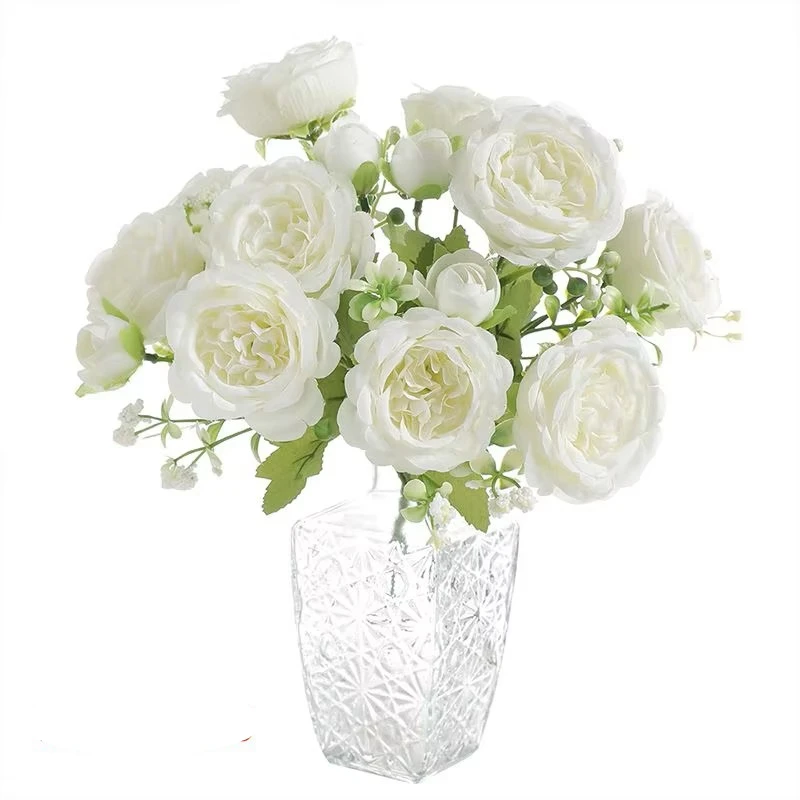 

Peony Artificial Flowers Bouquet 5 Big Head 2 Small Bud Fake Flower for Home Decor Garden Wedding Decoration Flower Arrangement