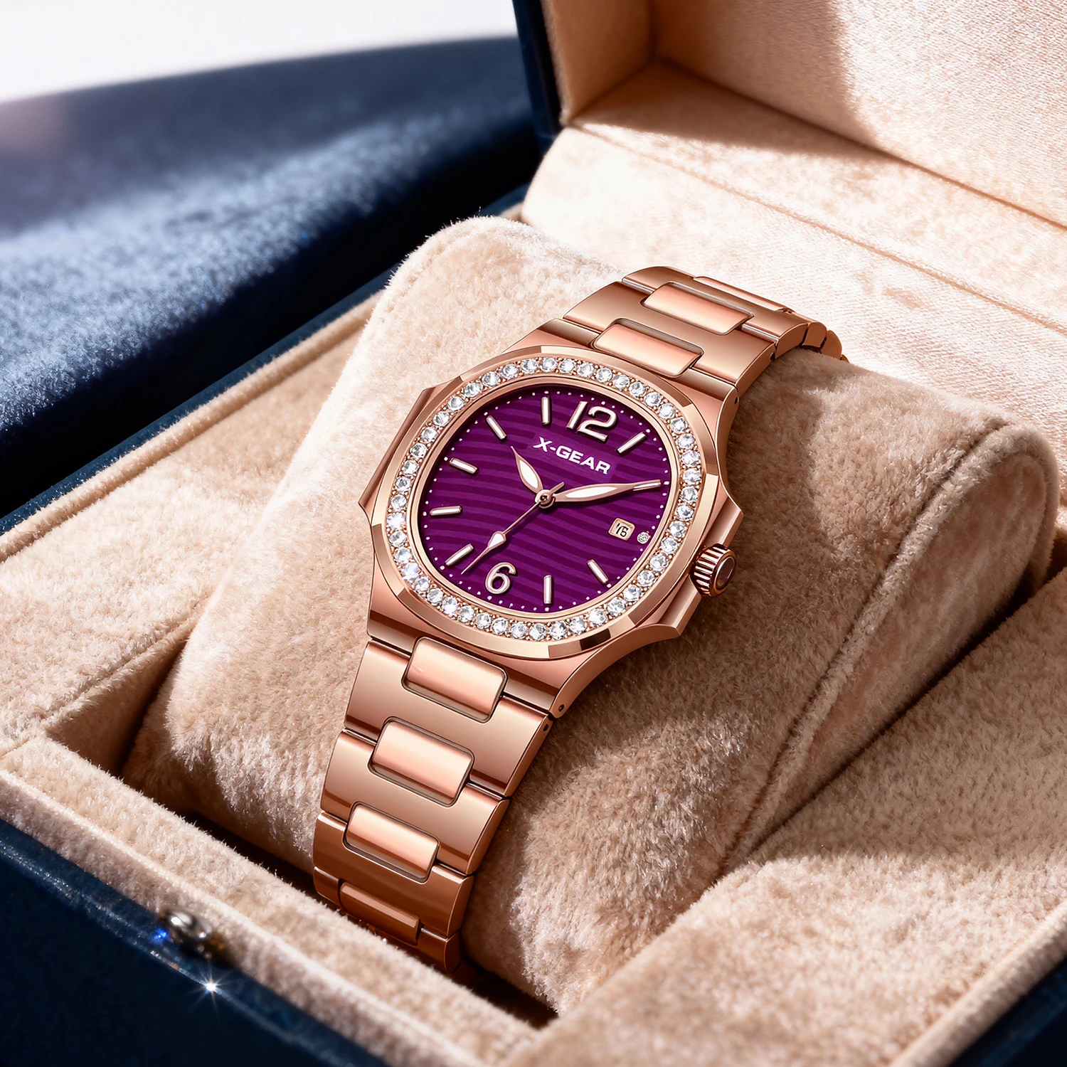 

2025 Новые модные квадратные женские часы — деловой роскошный стальной ремешок со стразами, светящиеся водонепроницаемые кварцевые наручные часы