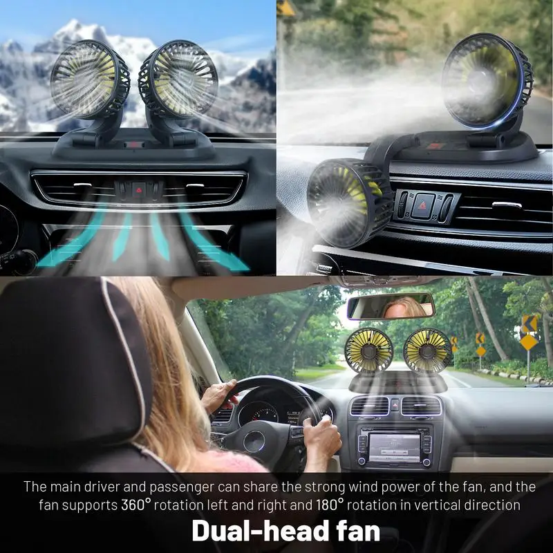 12 24V Car Fan 3 Speed Adjustment Car Cooling Fan Mounted Car Electric Fan Plug Into Lighter Portable Low Noise Fan Car Supplies