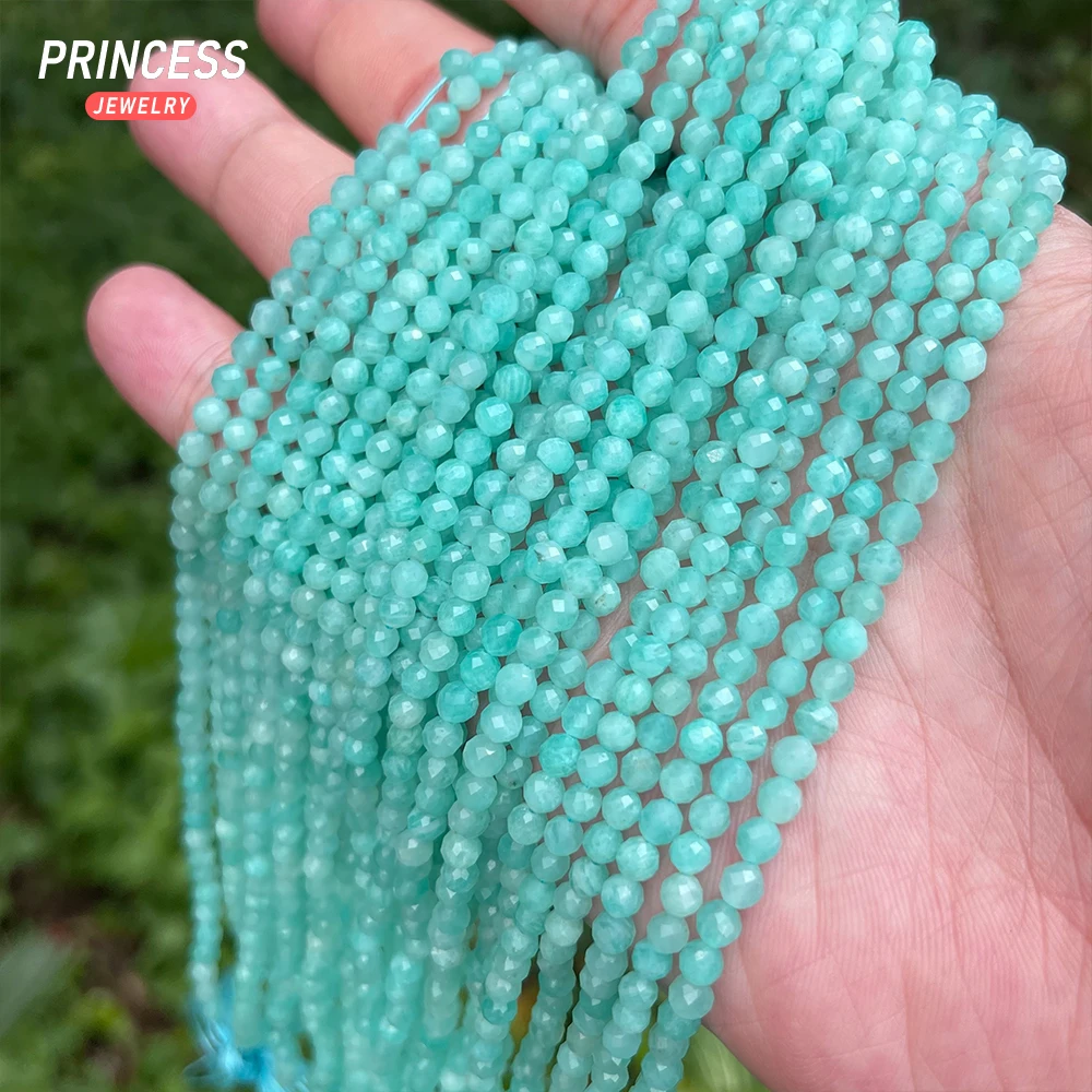 A++ Natural Mozambique Amazonite 3 4 5mm Faceted Beads for Jewelry Making  Bracelets Wholesale DIY Seed Beads Accessories