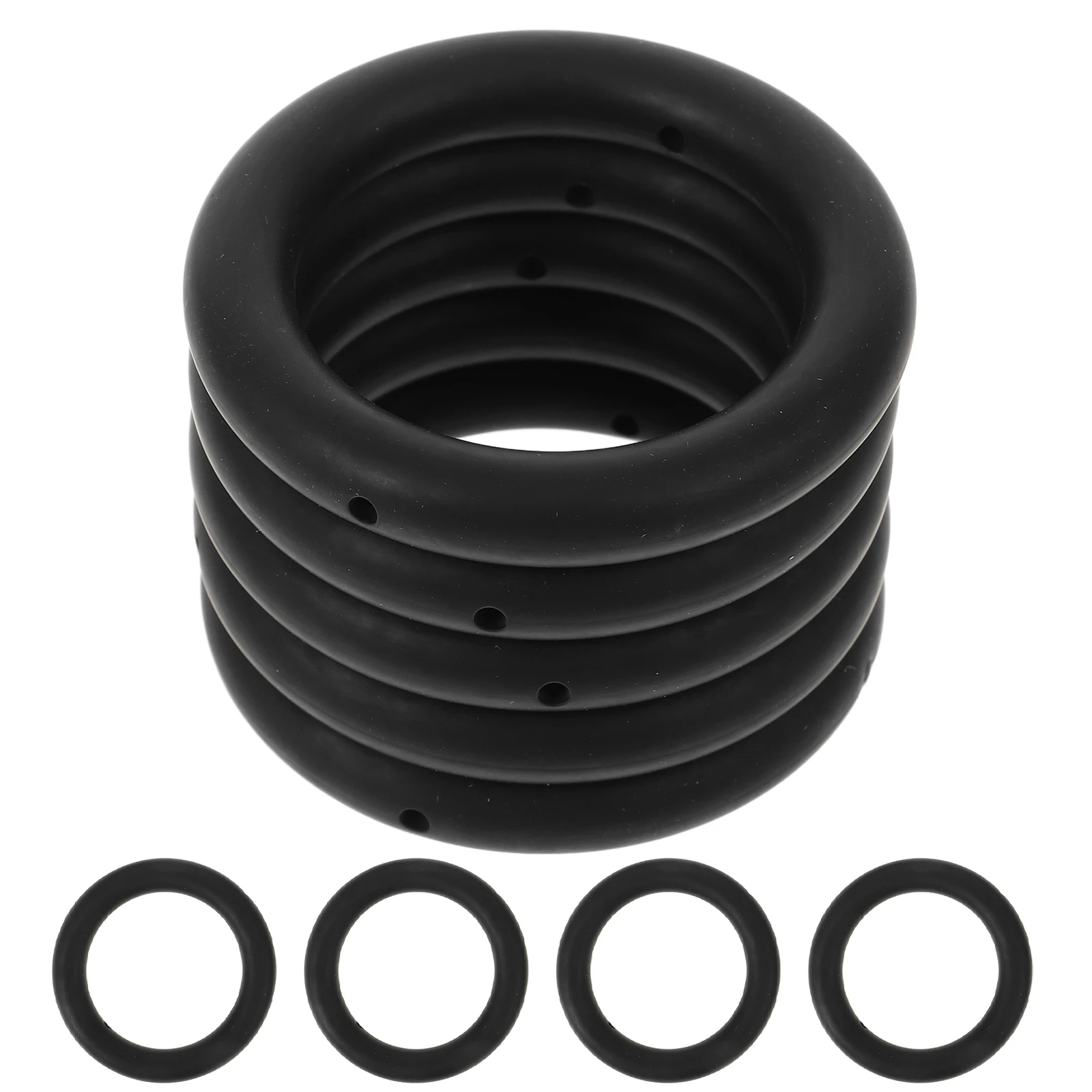 

9 Pcs Black Bead Silicone Keychain Rings Lightweight Detachable Double Holes Circle Diy Supplies Jewelry Tools Silicone