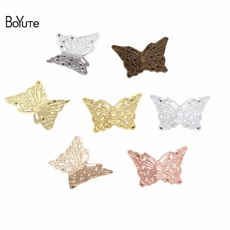 

BoYuTe (200 Pieces/Lot) 17*22MM Butterfly Plate Findings Wholesale Stamping Brass Material DIY Jewelry Accessories