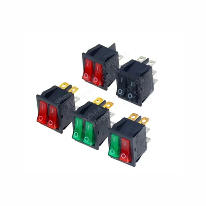 1PCS KCD8 6PIN 16A 250V 20A 125V Double Light Switch Rocker Switch Waterproof ON-OFF KCD6 Boat Power Switch