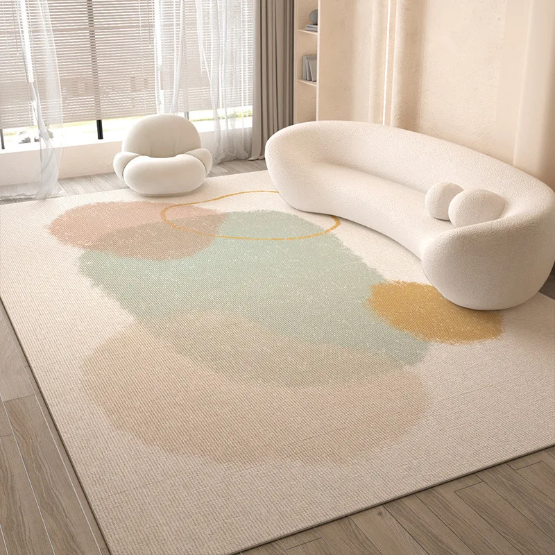 VIKAMA Cremefarbener Wohnzimmerteppich Moderner Minimalistischer Sofa- & Couchtisch-Teppich Schlafzimmer- und Begehbare Kleiderschrank-Matte Wohndekor