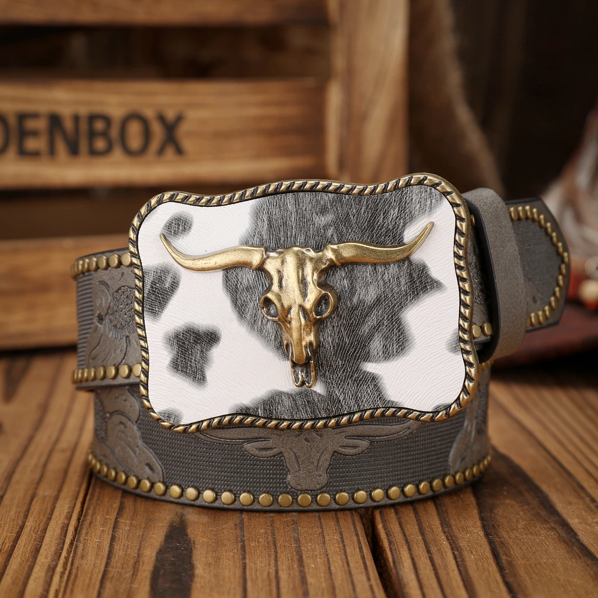 حزام PU على الطراز الغربي مع إبزيم مناسب لكل من الرجال والنساء، كاجوال ورجعي، مثالي للنزهات اليومية #2