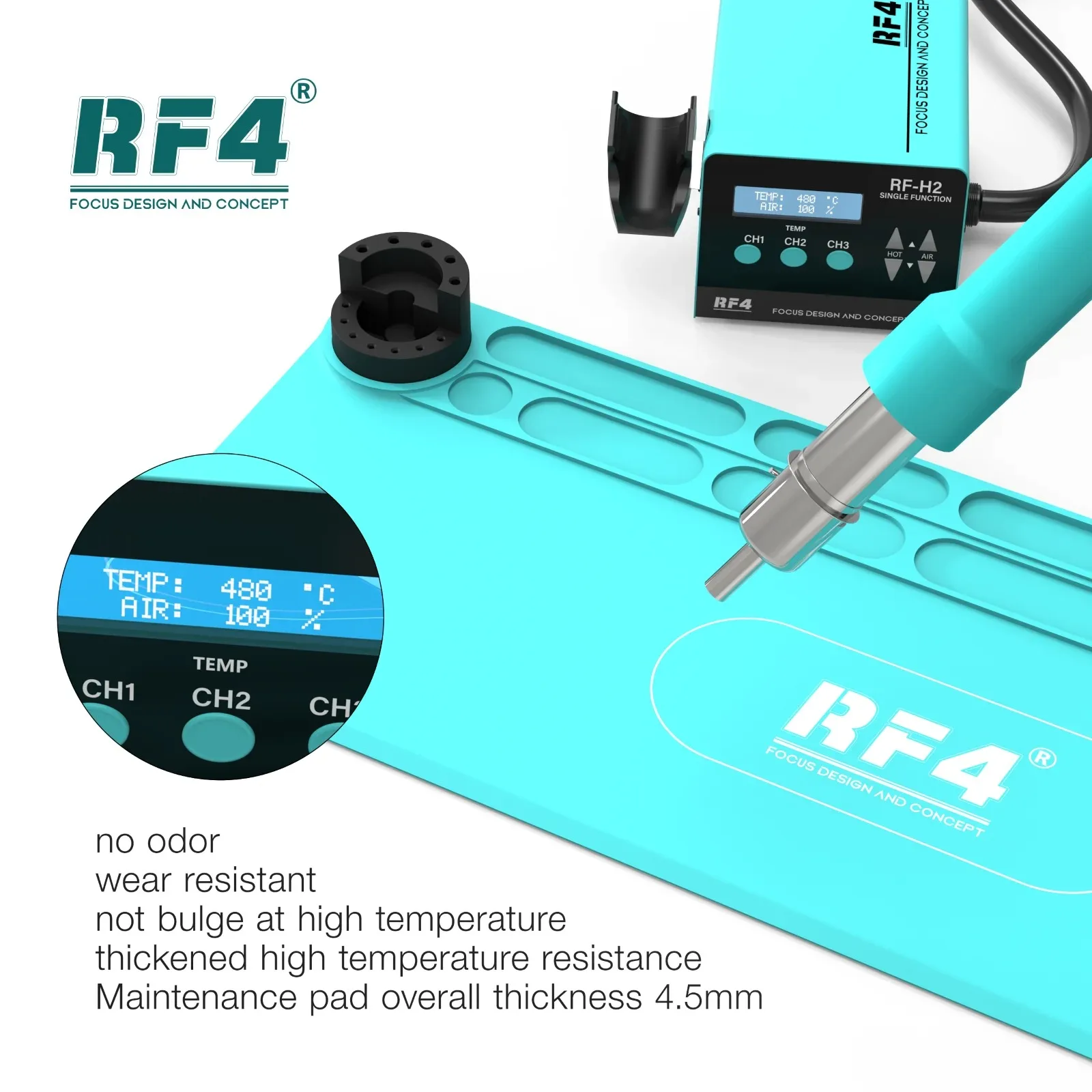 

RF4 RF-PO16 PO15 Universal Silicon Working Pad with Storage Bracket High Temperature Resistance Mobile Phone Repair Mat