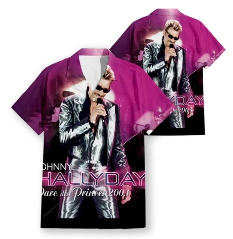 

Hawaiian Short Sleeve Men's Johnny Hallyday Funny 3D Printed Casual Shirts Fashion Men Tops K013