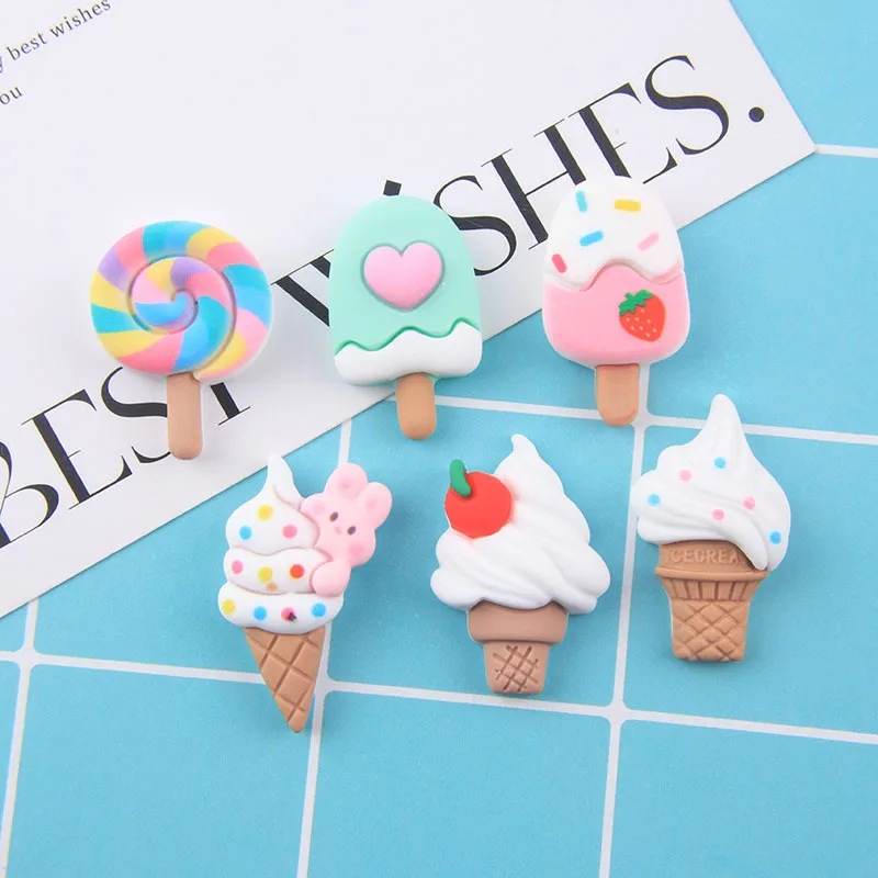 10 Pcs New Cute Lollipop Heart Rabbit Ice Cream Flat Back Resin Scrapbook Diy Party Hairpin Accessories Decorate A52