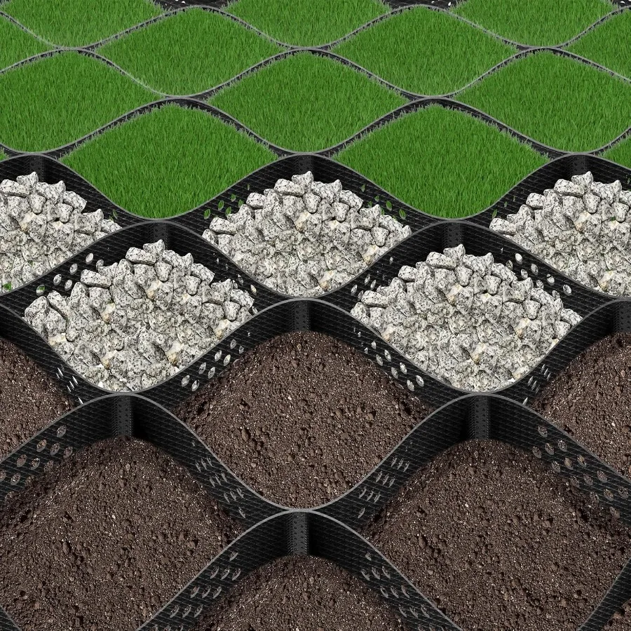 

2 Depth Ground Grid 6.5 x 17 ft HighDensity HDPE Geo Cell 1885 lb per sq ft Load Foldable Tensile Easy Installation with Glove