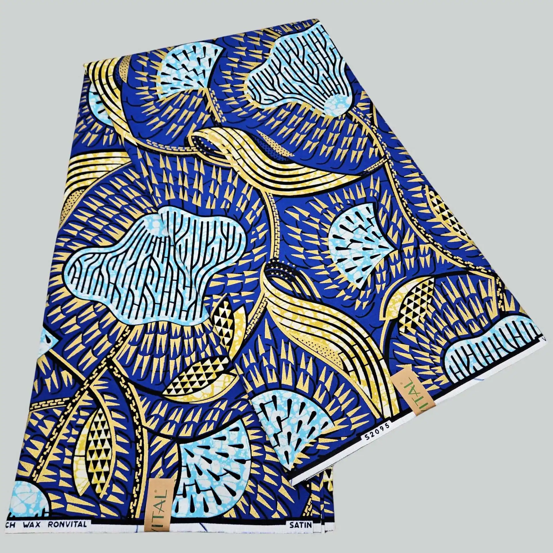 

46Inch Wide 6Yards Long Cotton African Wax Fabric for DIY Sewing Printed Batik Fabric for Blue Dress Cushions Clothes Sofa R2914