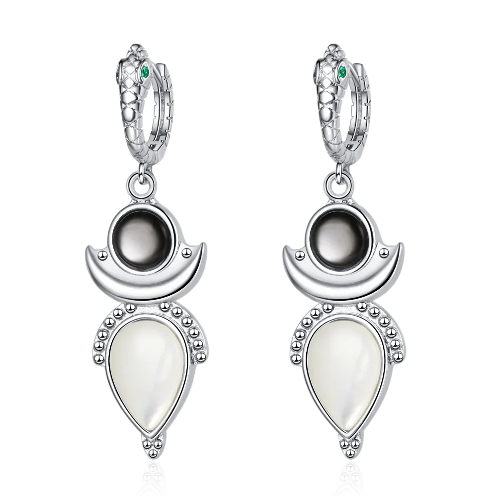 925 Sterling Silver Natural Shell Drop Earrings for Women Gift Hoop Vintage Earring Jewelry