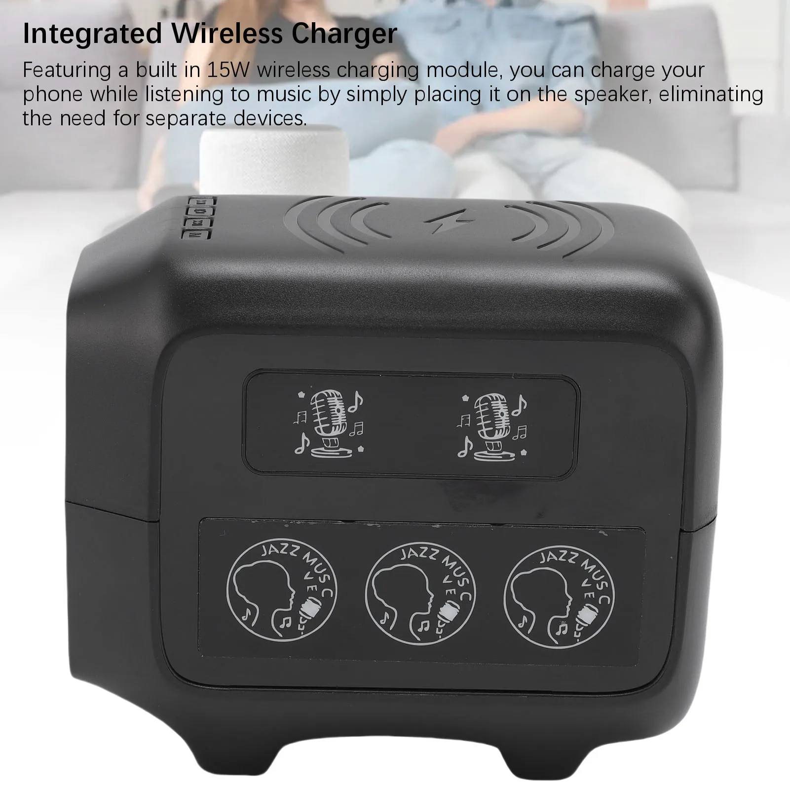 

Настольный Bluetooth-динамик, красочный свет, Hi-Fi стереозвук, шумоподавление, 15 Вт, Bluetooth-динамик, беспроводное зарядное устройство для спальни