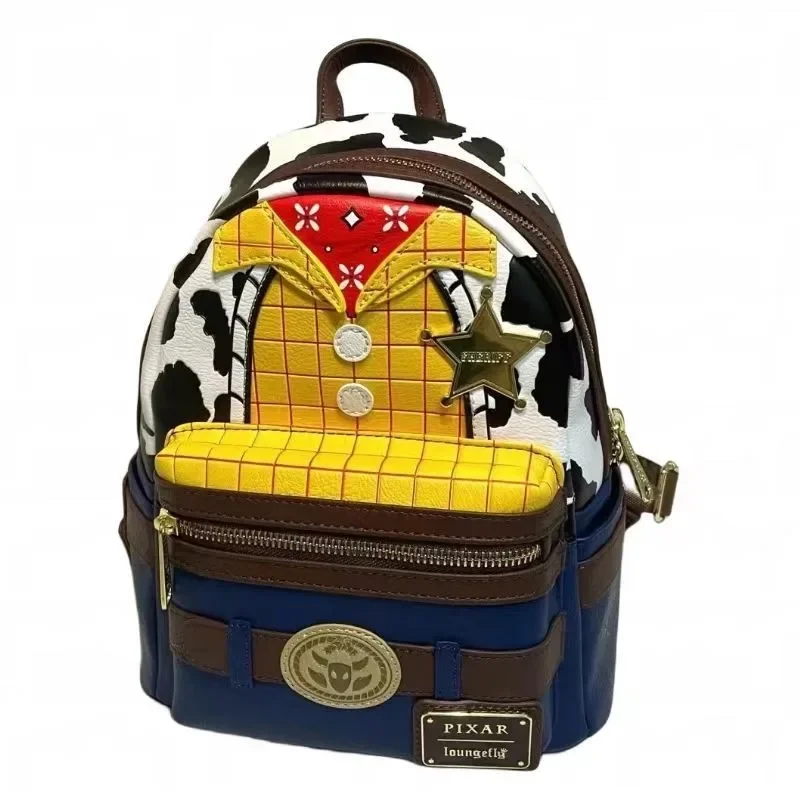 MINISO Disney Toy Story Sheriff Woody Cute Kids Backpack Mochila PU Leather Pack Travel Baby Handbag for Girls Shoulder Bag