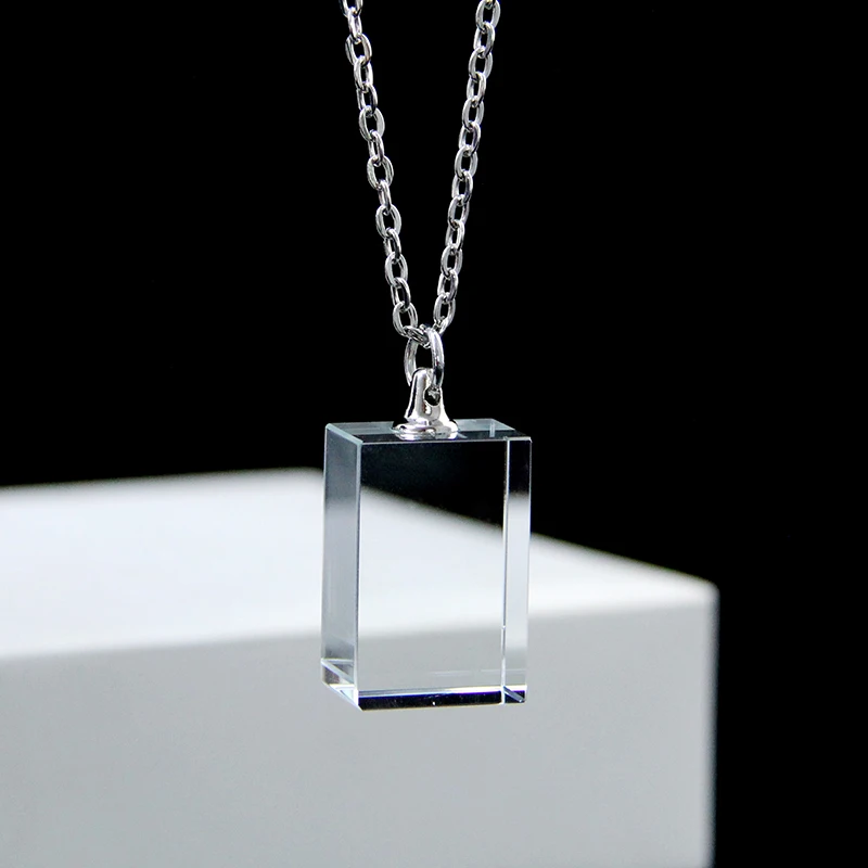 XTOOL Wholesale Blank K9 Shining Crystal Necklace for 3D Laser Engraving Rectangular Crystal Pendants With Gift Box Glass Crafts