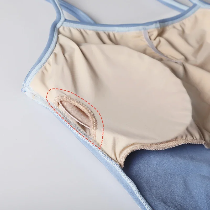 ثياب الباليه للنساء الكبار مفتوحة الظهر الرقص بروتيل الأزرق الباليه Dancewear مرونة الجمباز ثياب #3