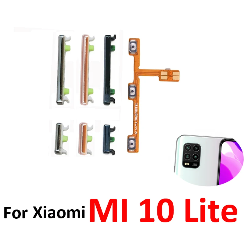 Phone Power Volume Button For Xiaomi MI 10 Lite New On Off Up Down External Push Key Flex Cable Repair Parts Black Blue