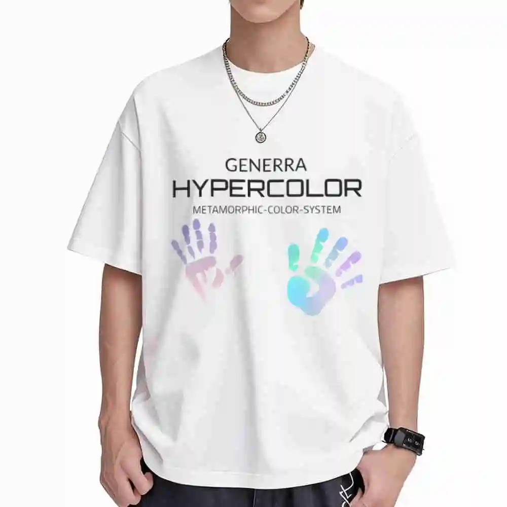 Generra Hypercolor Metamorphic Color System Gradient Handprint Short Sleeve Tee 100% Cotton T-Shirt