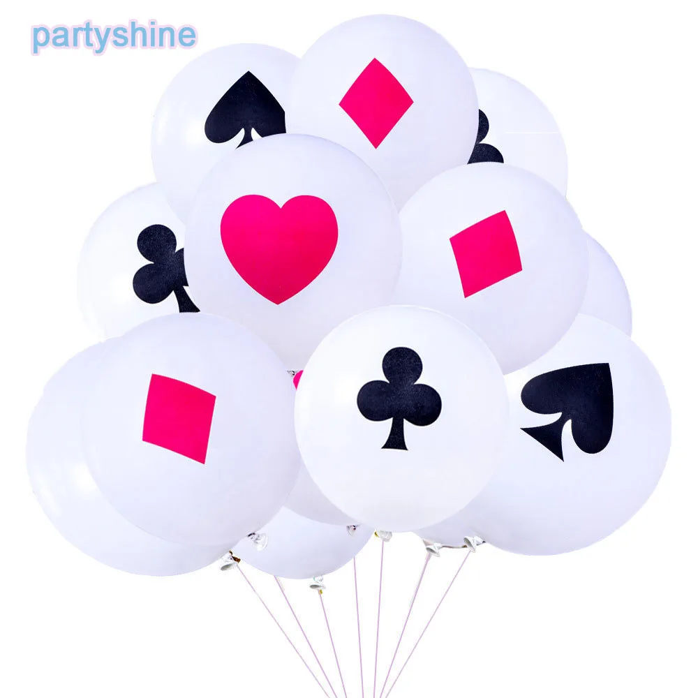 5PCS Playing Card Balloons Spades Hearts Clubs Diamonds Latex Ballons For Adult Man Gamble Casino Birthday Party Decoraiotns 