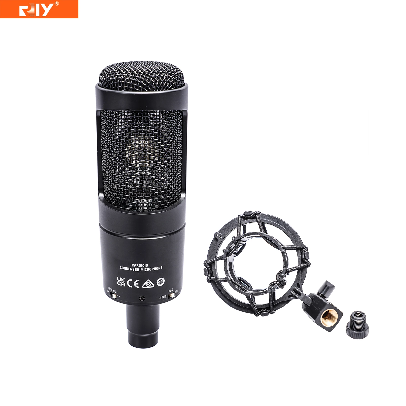 AT2035 Cardioid Professional Condenser Live Streaming Wired Microphone Low Noise with Shockproof Mount for Broadcast, Recording