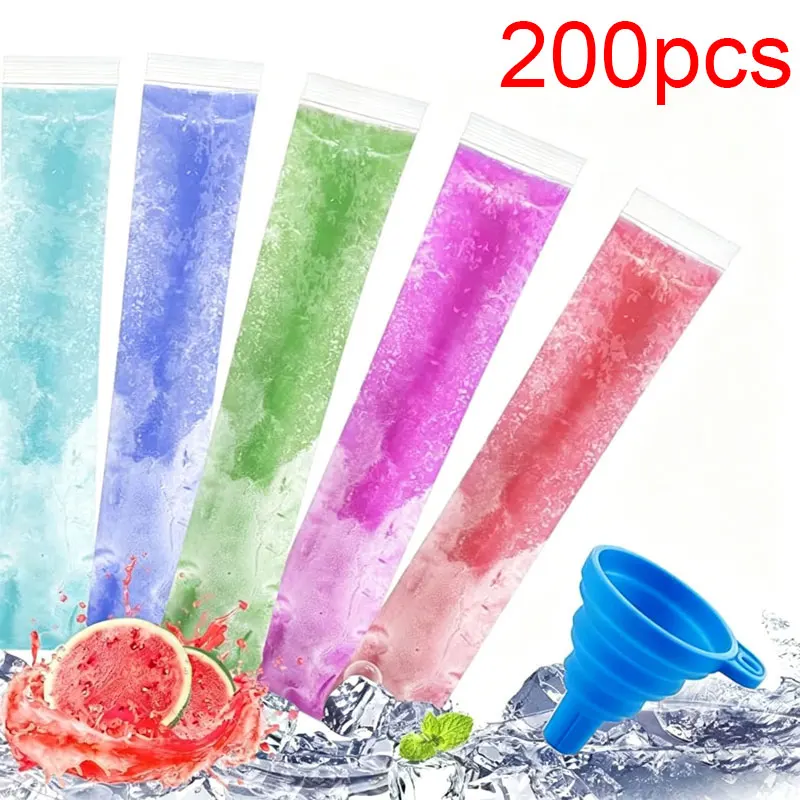 50/100/200pcs Disposable Transparent Popsicle Bag Juice Yogurt Chocolate Ice Bag Transparent Popsicle Mold Kitchen Accessories
