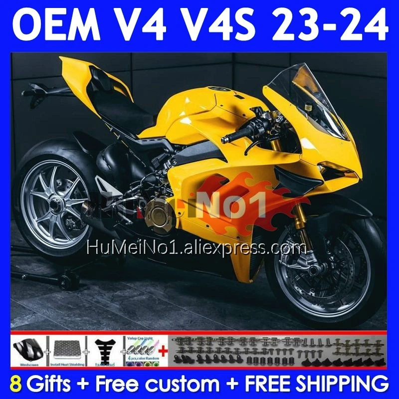 Injection Fairing For DUCATI Panigale V4S V4R Gloss Yellow V4 V 4 S R 2023-2024 329No.6 V4-S V4-R 23 24 2023 2024 OEM Body Kit