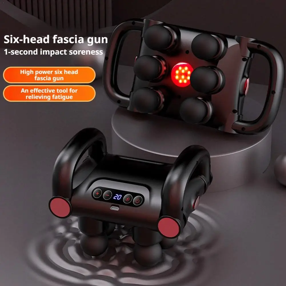 НОВЫЙ 6-головочный фасциальный пистолет, высокочастотный вибрационный массажный пистолет для тела, массажер для талии и спины, массажер для шеи, плеч, мышц Masajeador