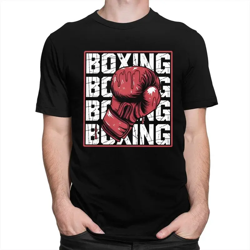Men Boxer Boxing T Shirt Streetwear Short Sleeves Pure Cotton T-shirt Leisure Novelty Design Graphic Tees Shirt