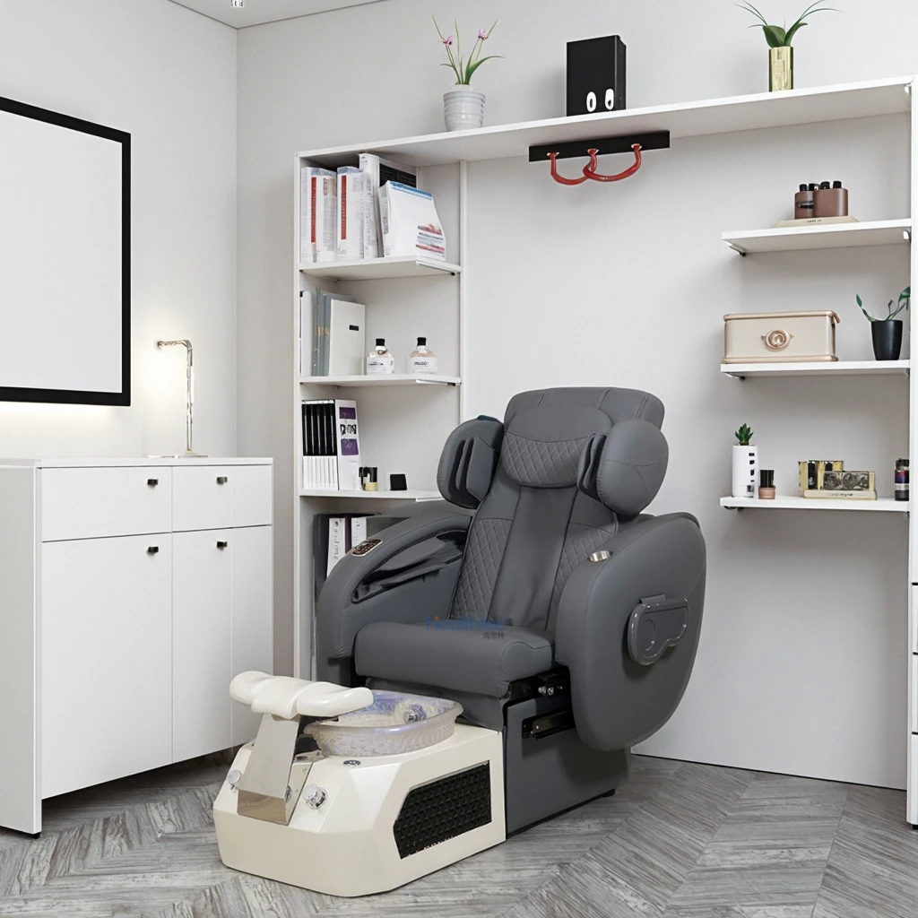 

Modern Luxury Touch Massage Synthetic Leather Pipeless Whirlpool Foot Spa Manicure Pedicure Chair for Beauty Nail Salon