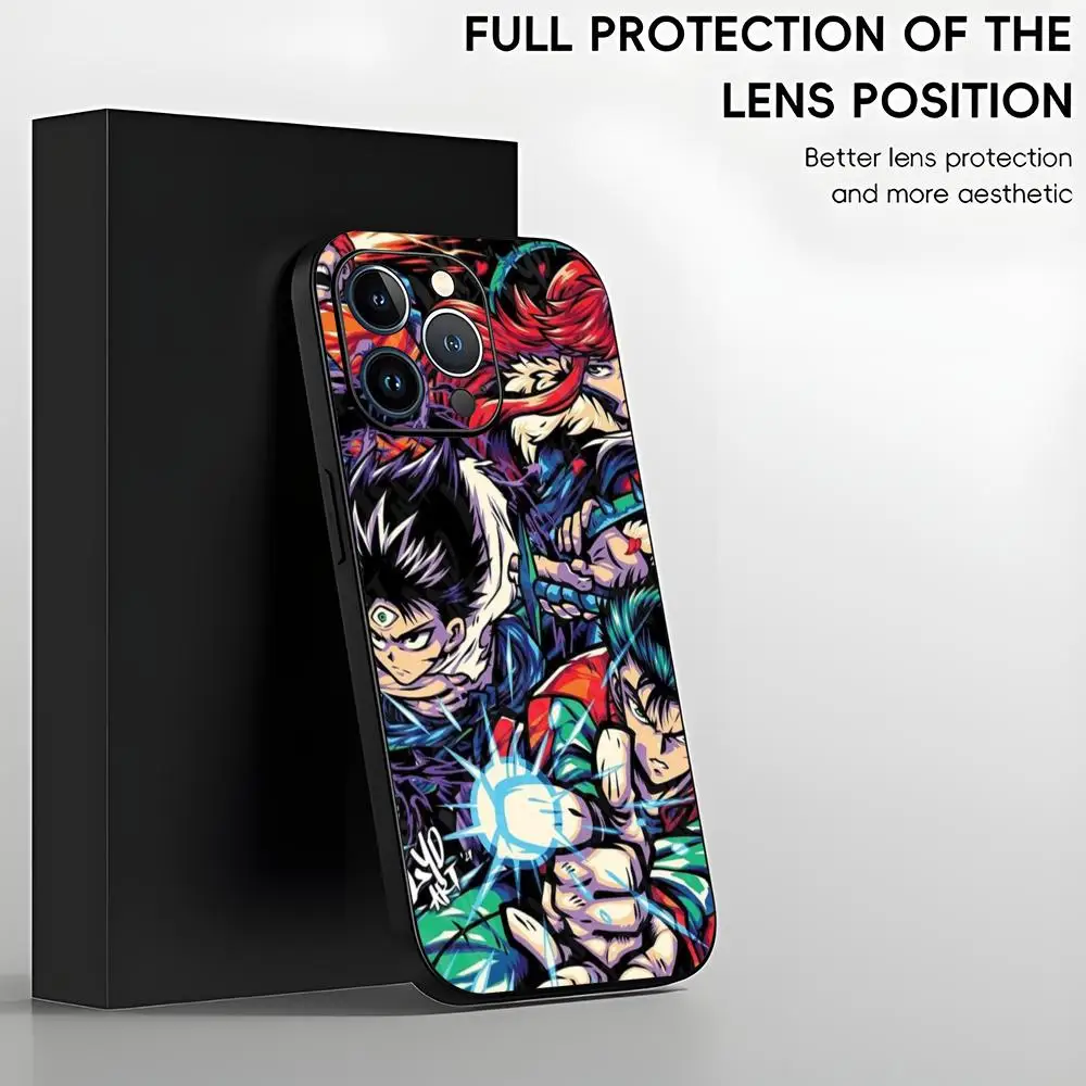 yu yu hakusho Yusuke Urameshi Phone Case For iPhone 16 15 14 13 12 11 X XR XS 8 Plus Mini Pro Max Soft black Shockproof Cover