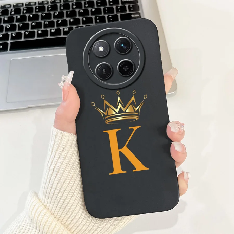 For Honor X9c Case Flower Crown Initial Letter Soft Silicone Back Case For Honor X60 Pro Phone Couqe for HonorX60 Pro Fundas