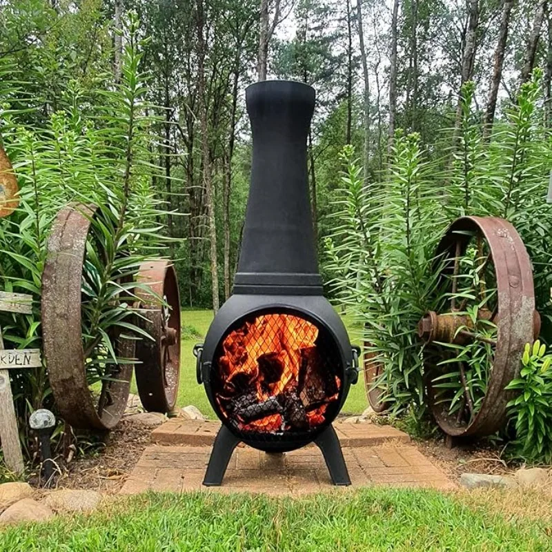 Camino da esterno Prairie Fire Chiminea - Piano cottura a legna o foyer da patio in alluminio pressofuso