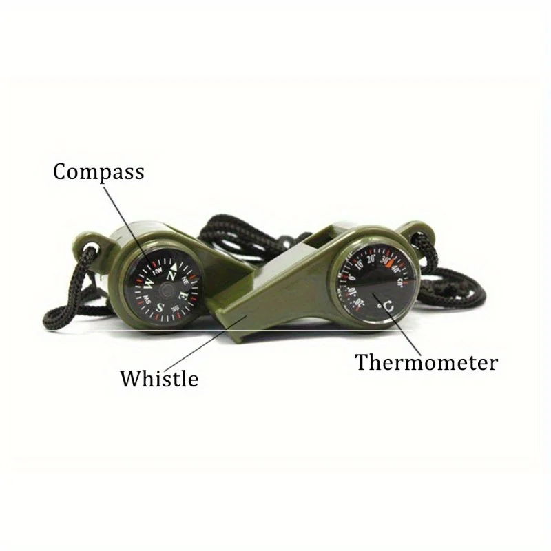 3 in 1 Multifunction Emergency Survival Whistle Compass Thermometer Referee Sporting Goods  Whistle Camping Hiking Whistle