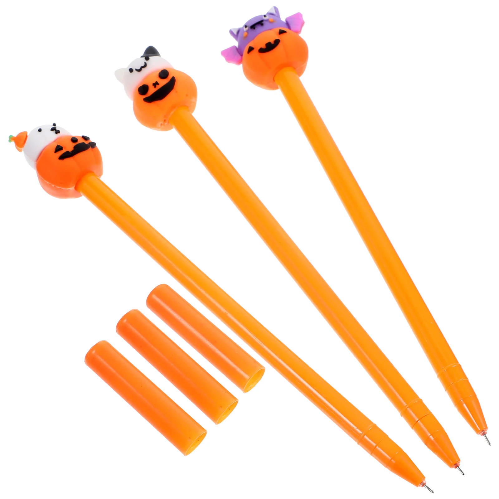 3 Pcs Halloween Goodies Bag Fillers Pumpkin Shaped Pen Gel Fall Decor Cute Kawaii Pens